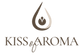 Logo of 'Kiss of Aroma' with a droplet design on a white background