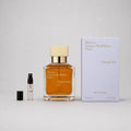 Maison Francis Kurkdjian Grand Soir Sample Spray includes a 70ml perfume bottle and a 1ml travel spray, elegantly packaged.