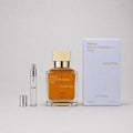 Maison Francis Kurkdjian Grand Soir Sample Spray featuring a 70ml bottle and a 3ml spray vial, elegantly packaged.